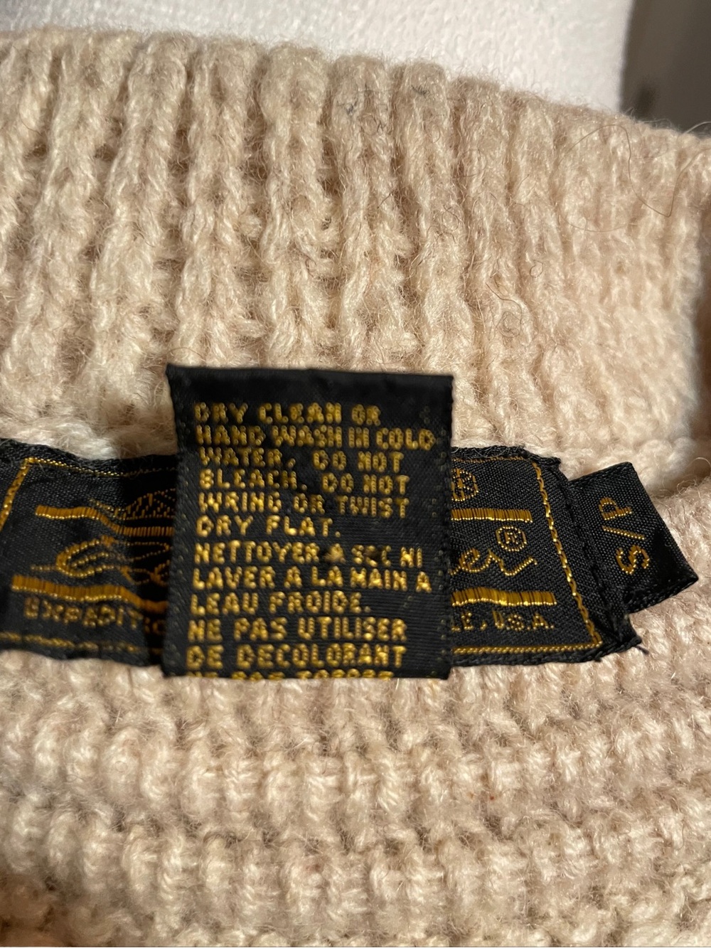 Vintage 1980s EDDIE BAUER Womens Sweater S/P Cream 100% Pure Wool Button Neck - Picture 12 of 12